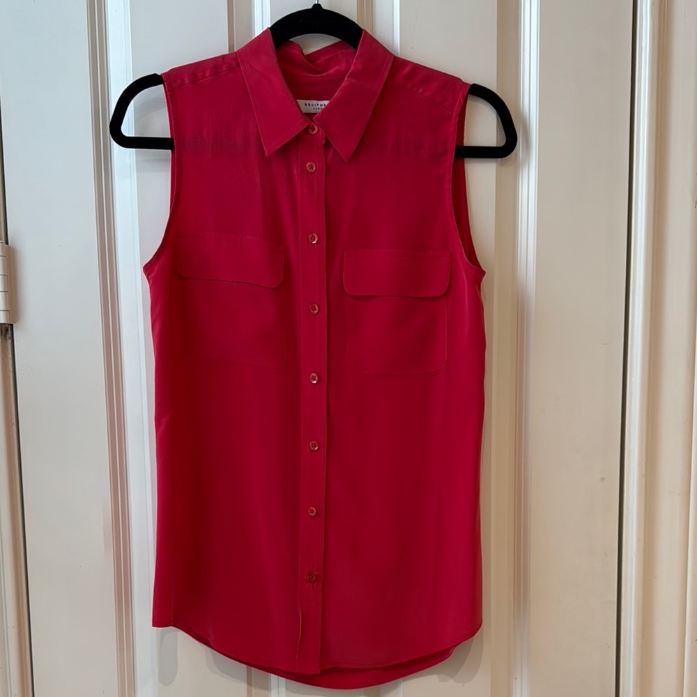 Equipment Red Button Down Blouse
